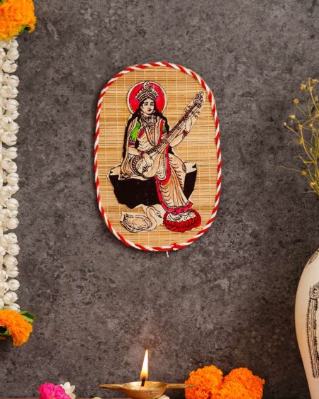 Bamboo Hand Crafted Wall Hangings Of Godess Sarwasti Ji For Home Decor